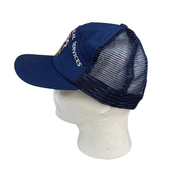 Vintage EMS Trucker Hat Mesh Back Navy Blue Emergency Medical Services SnapBack - Picture 2 of 5